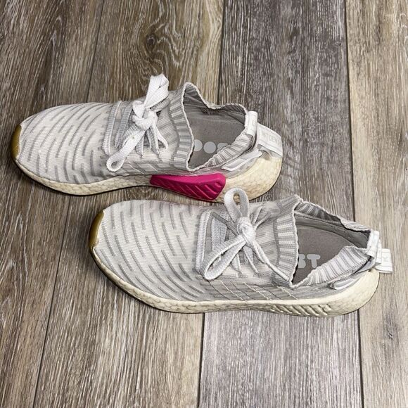 Adidas NMD R2 Primeknit BY9954 Women’s US Size 7.5 White Pink Sneaker Shoes - Picture 6 of 11